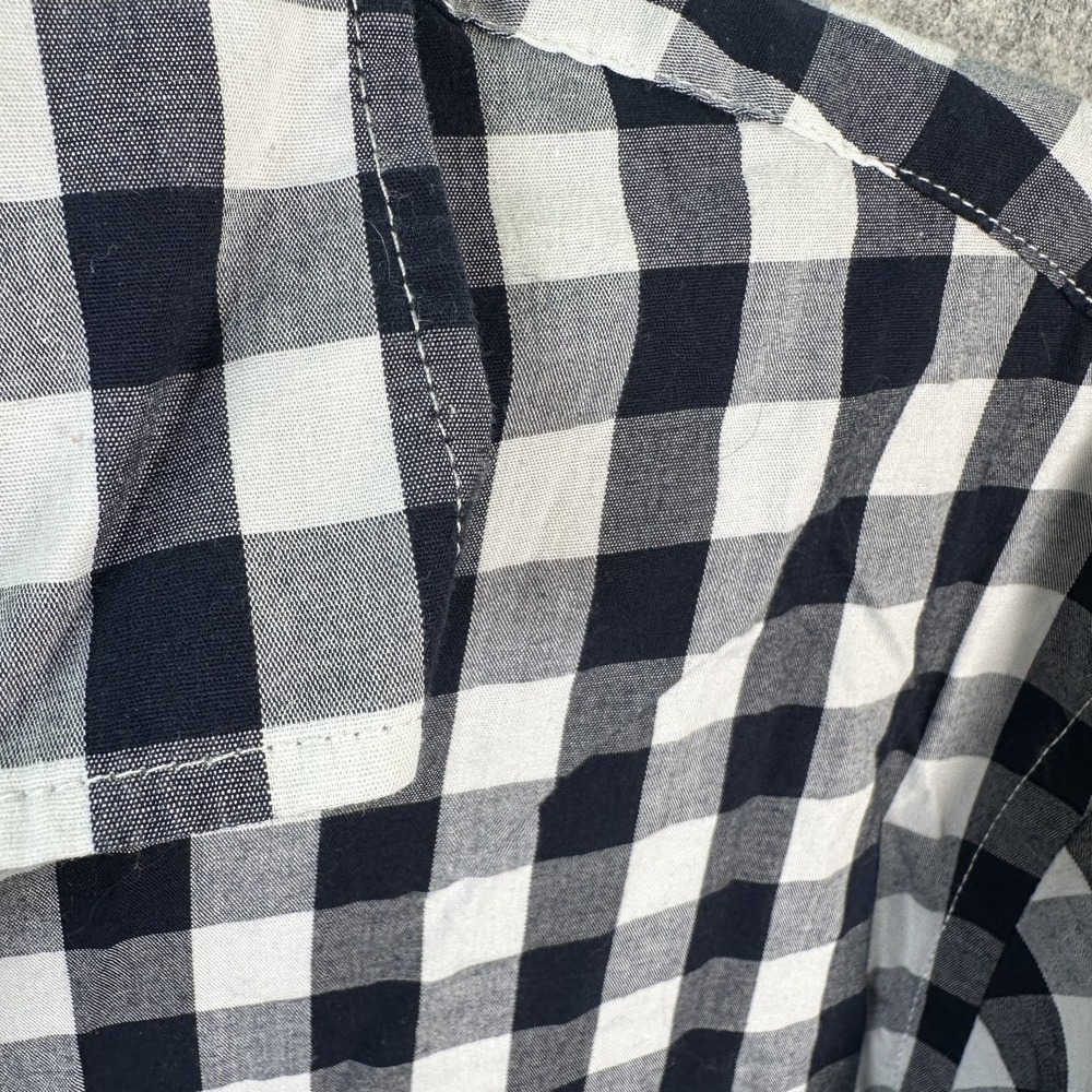 Old Navy Boys Medium Everyday Shirt Checkered Long Sleeve Black White Button - Picture 4 of 10